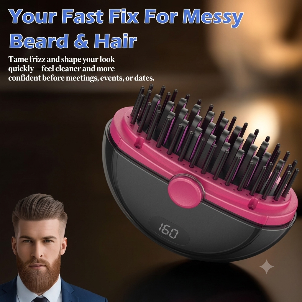 Portable Cordless Beard & Hair Grooming Brush